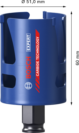 „Bosch EXPERT“ statybinių medžiagų 51 mm karbido skylių pjūklas.